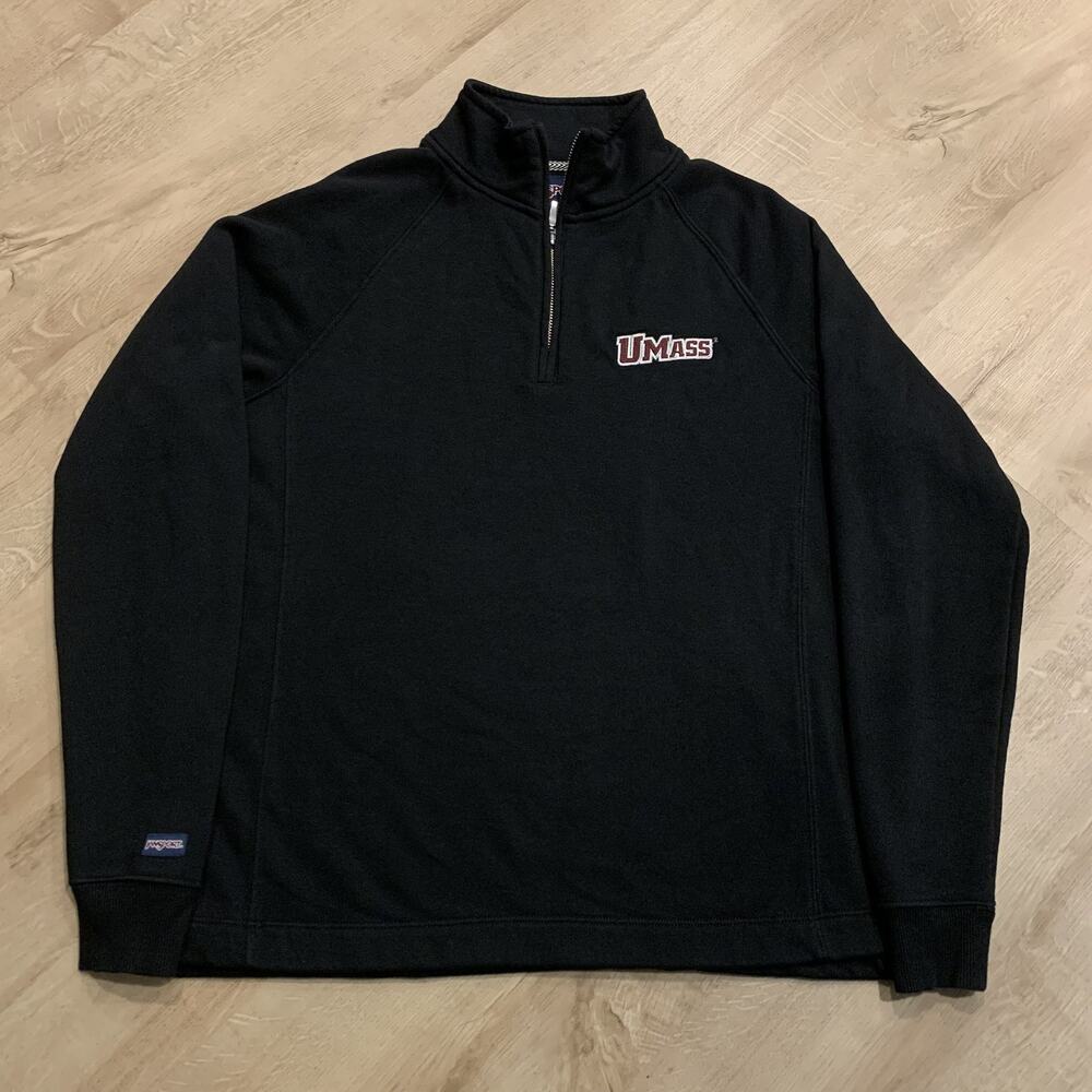 Vintage Y2K Jansport UMass Amherst 1/4 Quarter Zip Sweatshirt Men's XL Pullover